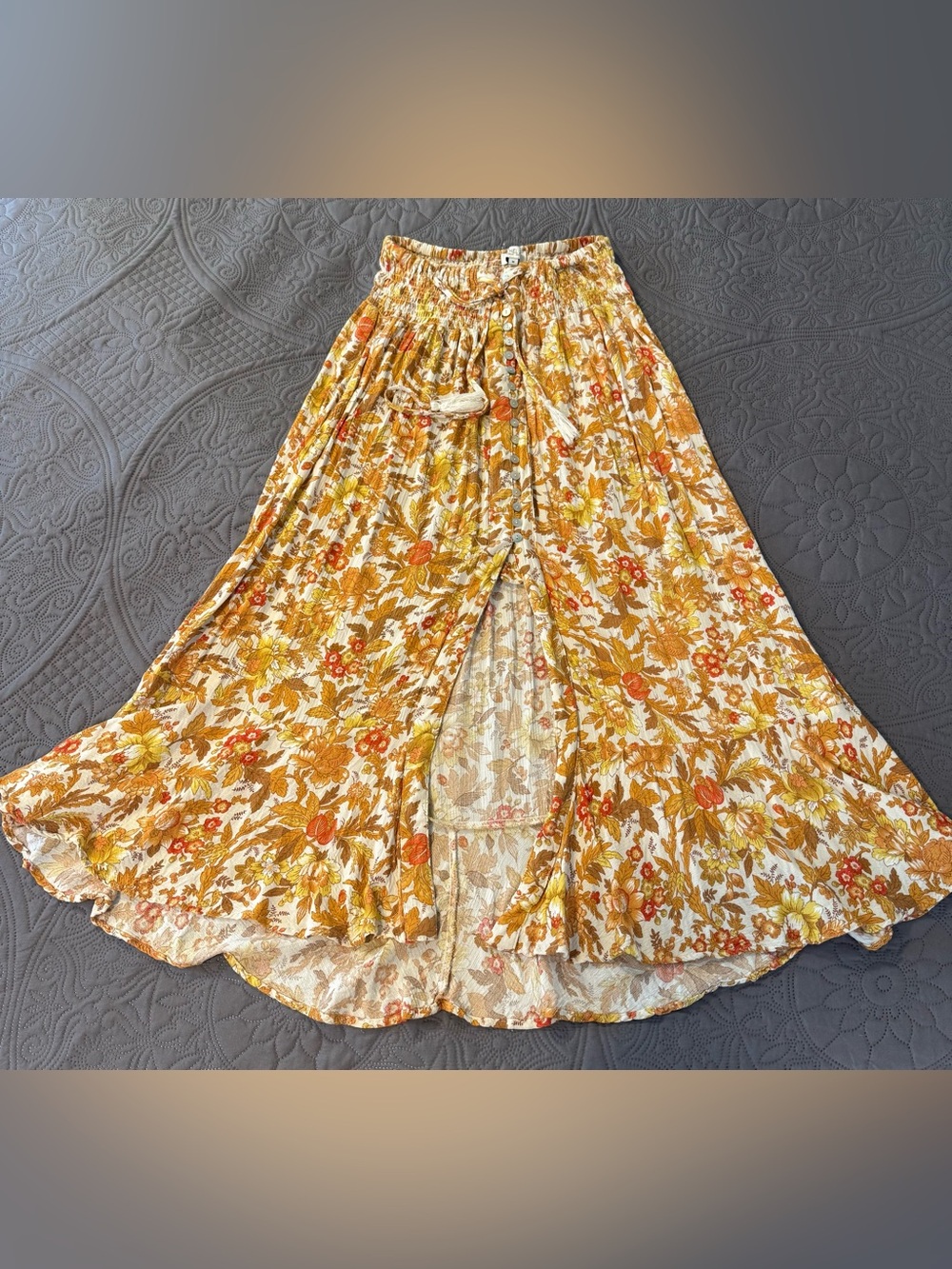 Gypsy Rachel Zoe Floral Button-Front Maxi Skirt Medium boho